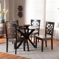 Baxton Studio Miela-Dark BrownWalnut-5PC Dining Set Baxton Studio Miela Modern and Contemporary Two-Tone Dark Brown and Walnut Brown Finished Wood